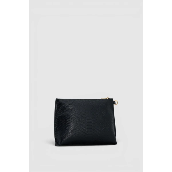 Oroton Cecile Texture Pouch Black, view 3