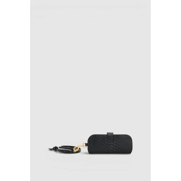 Oroton Cecile Texture Sunglass Case Black, view 3