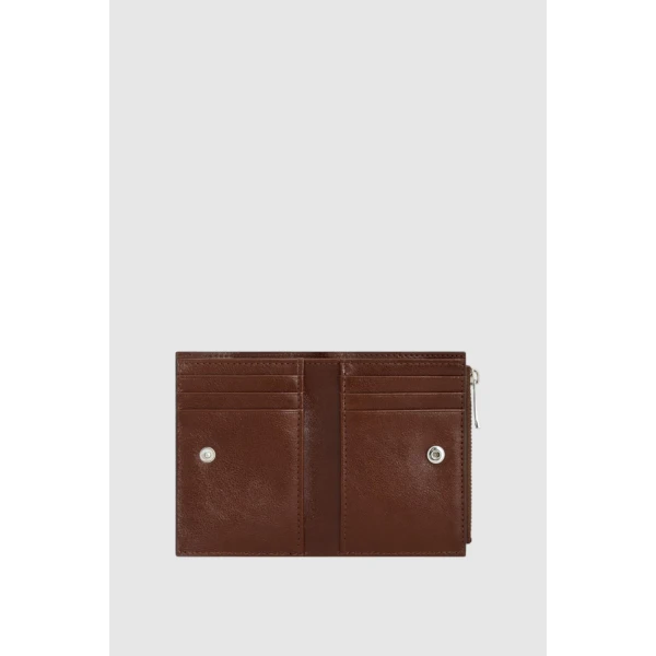 Oroton Cecile Vegetable Leather 10 Credit Card Mini Zip Wallet Dark Chestnut, view 2