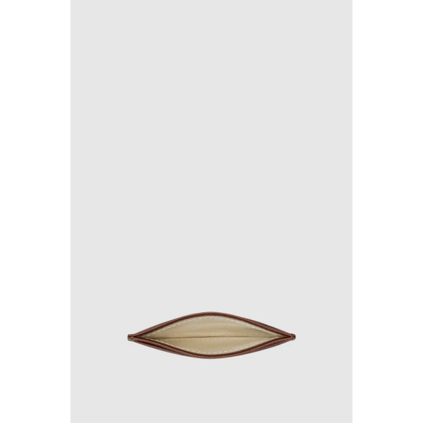 Oroton Cecile Vegetable Leather Credit Card Sleeve Dark Chestnut, view 2