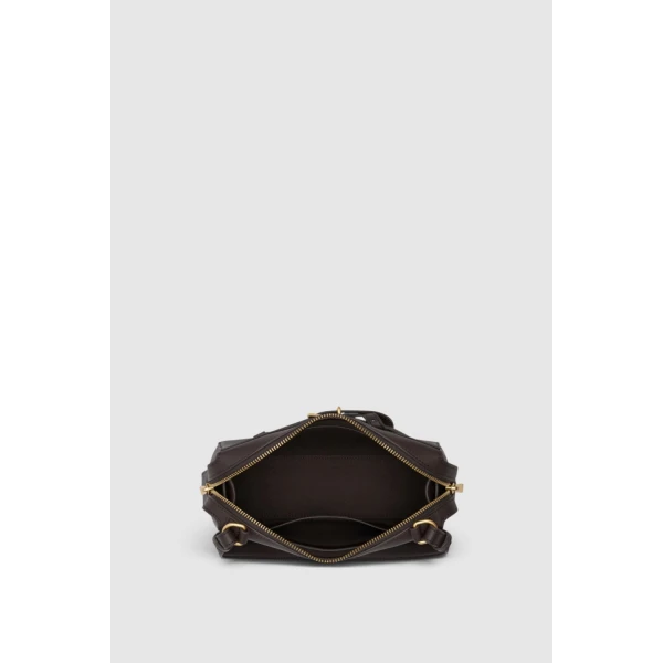 Oroton Cleo Smooth Crossbody Dark Chocolate, view 3