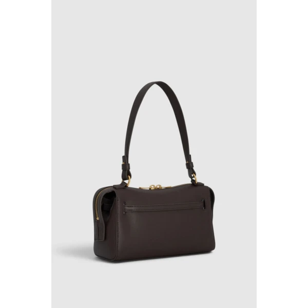 Oroton Cleo Smooth Crossbody Dark Chocolate, view 4