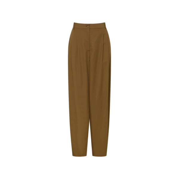 Cotton Pleat Curve Pant Dark Tobacco
