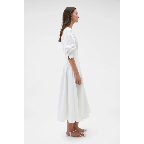 Oroton Cuff Detail Day Dress White, view 3