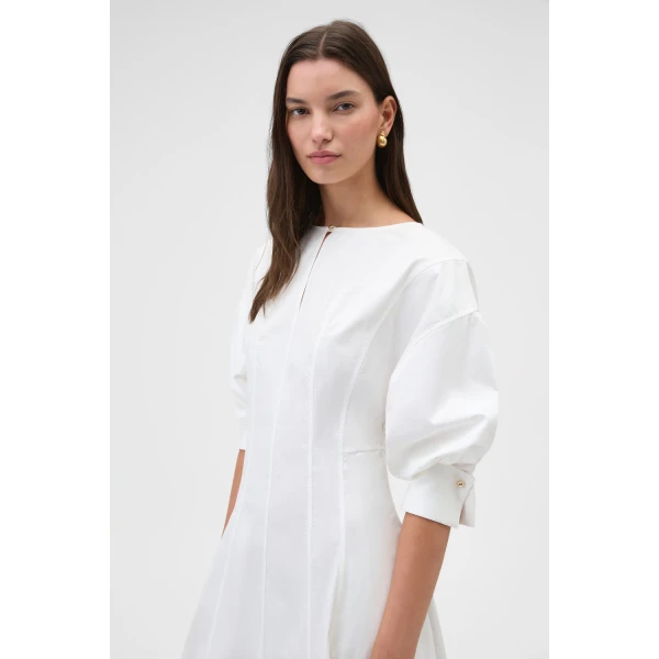 Oroton Cuff Detail Day Dress White, view 4