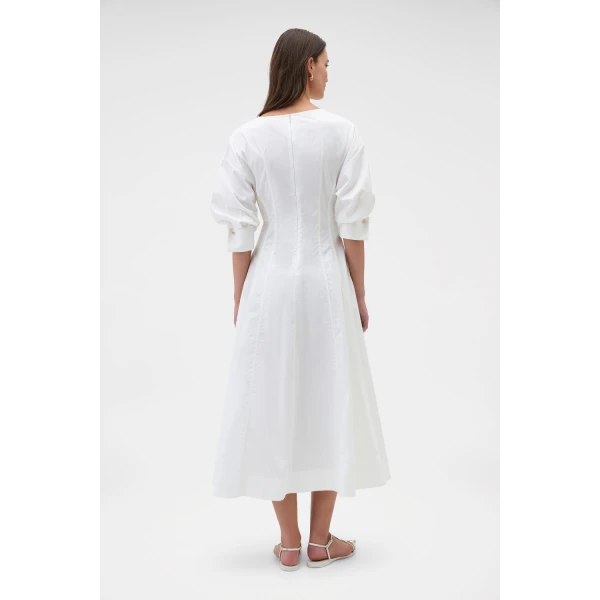 Oroton Cuff Detail Day Dress White, view 5
