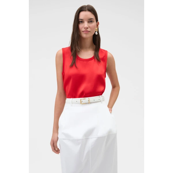 Oroton Double Satin Tank Poppy, view 2