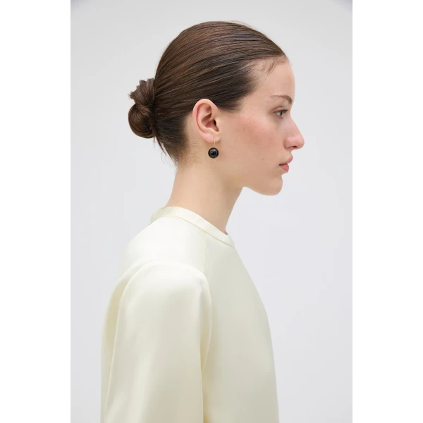 Oroton Edith Hook Earrings Onyx/Worn Gold, view 2