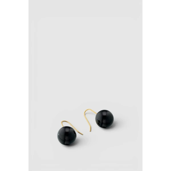 Oroton Edith Hook Earrings Onyx/Worn Gold, view 3