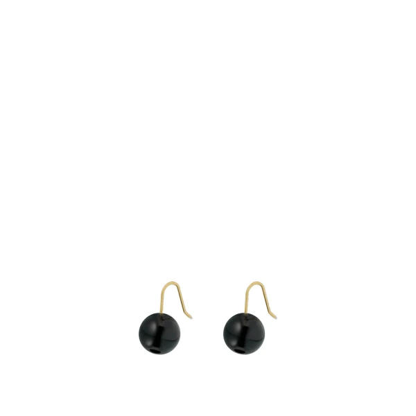 Oroton Edith Hook Earrings Onyx/Worn Gold