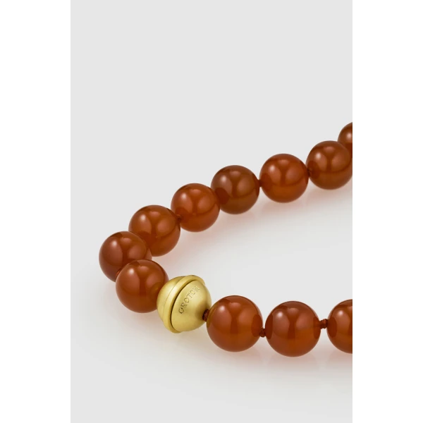 Oroton Edith Necklace Carnelian/Worn Gold, view 4