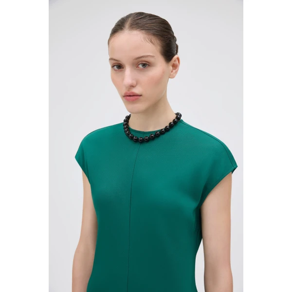 Oroton Edith Necklace Onyx/Worn Gold, view 2