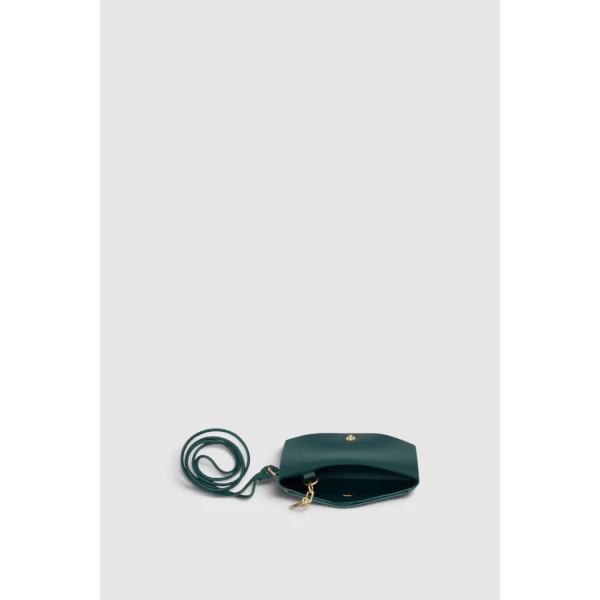 Oroton Envelope Smooth Small Lanyard Pouch Emerald, view 2