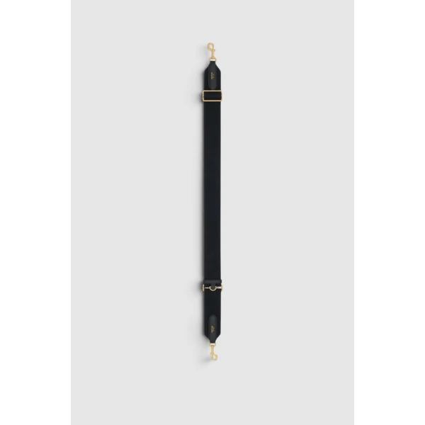Oroton Essential Bag Strap Black/Brass, view 3