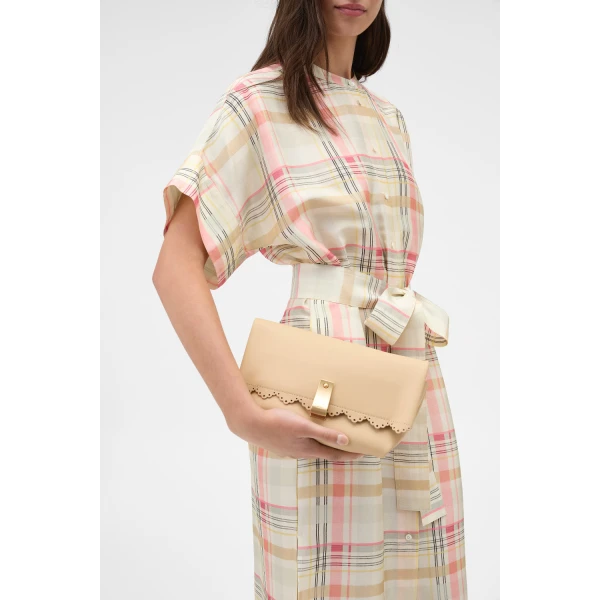 Oroton Etta Smooth Broidery Medium Clutch Butterscotch, view 3