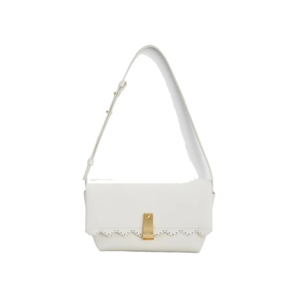 Oroton Etta Smooth Broidery Medium Clutch Warm White