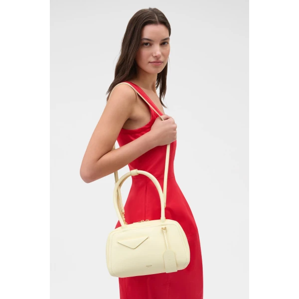Oroton Everette Smooth Small Day Bag Soft Butter, view 3