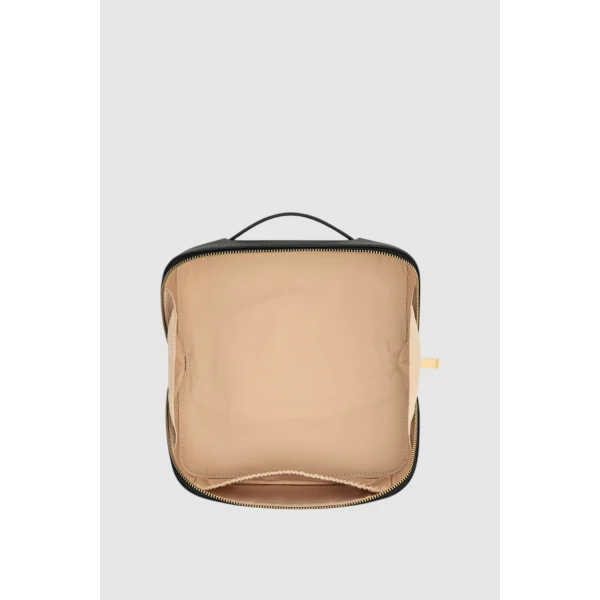 Oroton Fife Medium Beauty Case Black, view 3