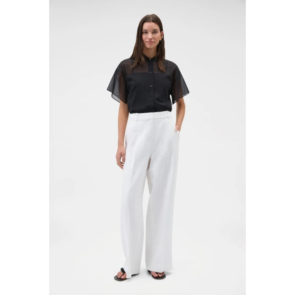 Oroton Flat Front Pant White, view 3