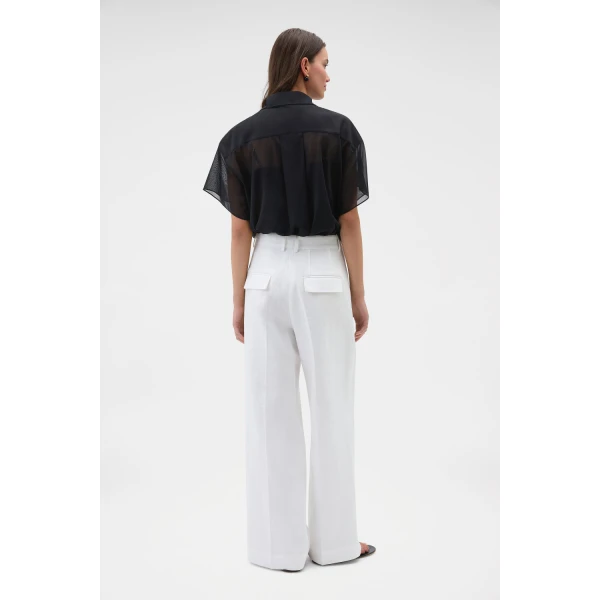 Oroton Flat Front Pant White, view 5