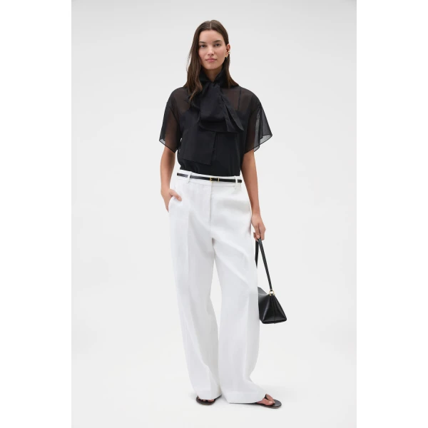Oroton Flat Front Pant White, view 6