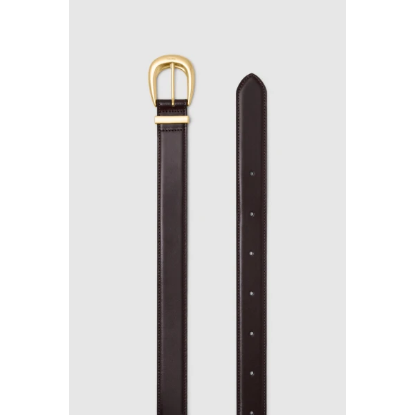 Oroton Ina 30mm Belt Dark Chocolate, view 3