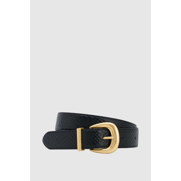 Oroton Ina 30mm Texture Belt Black, view 2