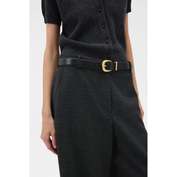 Oroton Ina 30mm Texture Belt Black, view 3