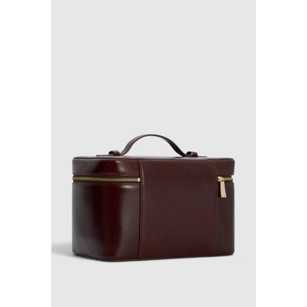 Oroton Indi Crackle Large Vanity Travel Case Copper, view 3