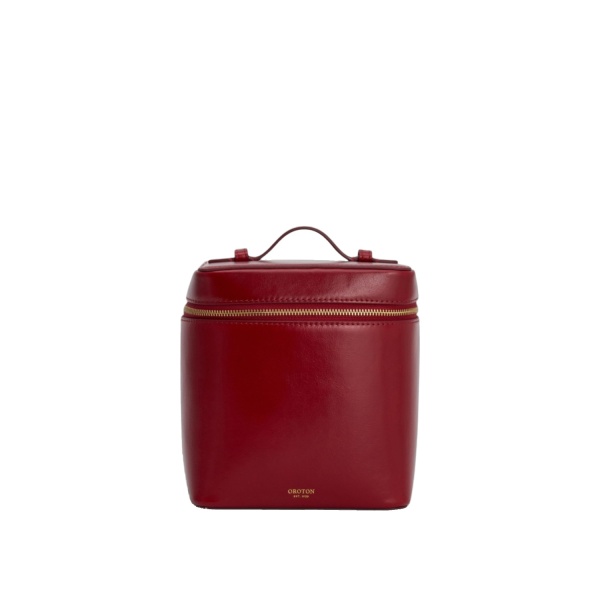 Oroton Indi Crackle Medium Vanity Travel Case Glace Cherry