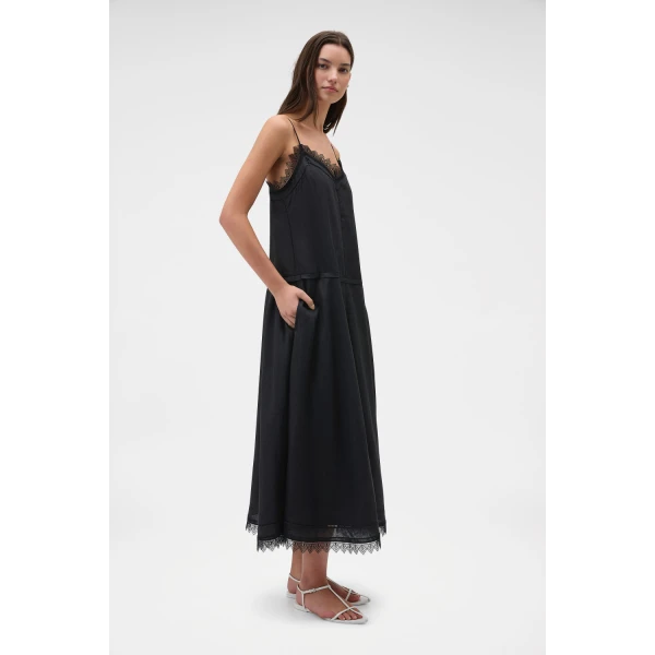 Oroton Lace Trim Sundress Black, view 3