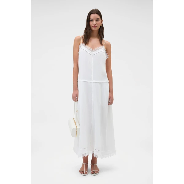 Oroton Lace Trim Sundress White, view 6