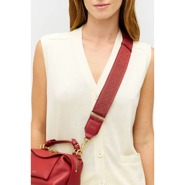 Oroton Logo Bag Strap Cherry, view 2