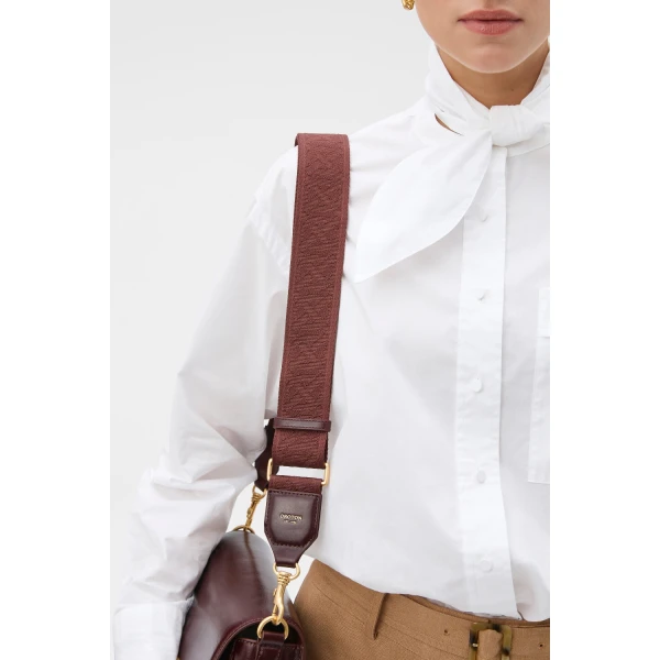 Oroton Logo Bag Strap Copper, view 2