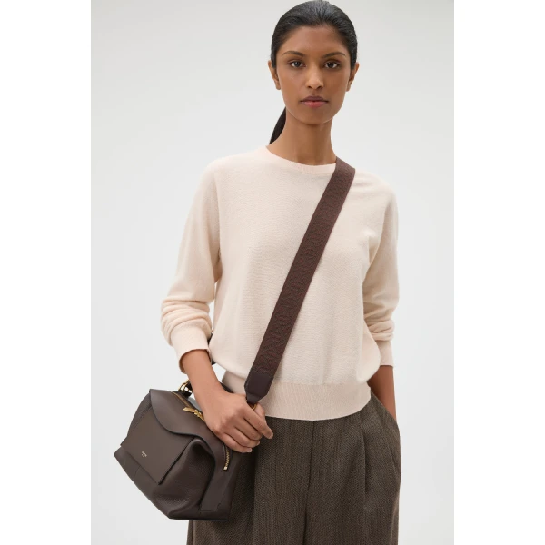 Oroton Logo Bag Strap Dark Chocolate, view 2