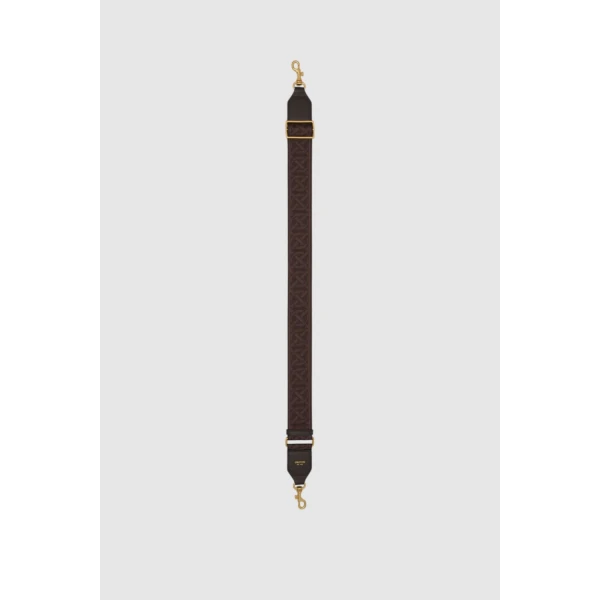 Oroton Logo Bag Strap Dark Chocolate, view 3