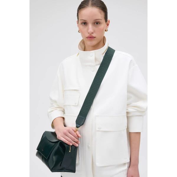 Oroton Logo Crackle Bag Strap Shade Green, view 2