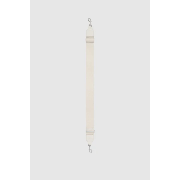Oroton Logo Smooth Bag Strap Warm White, view 3