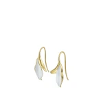 Oroton Magnolia Hook Earrings Worn Gold/White