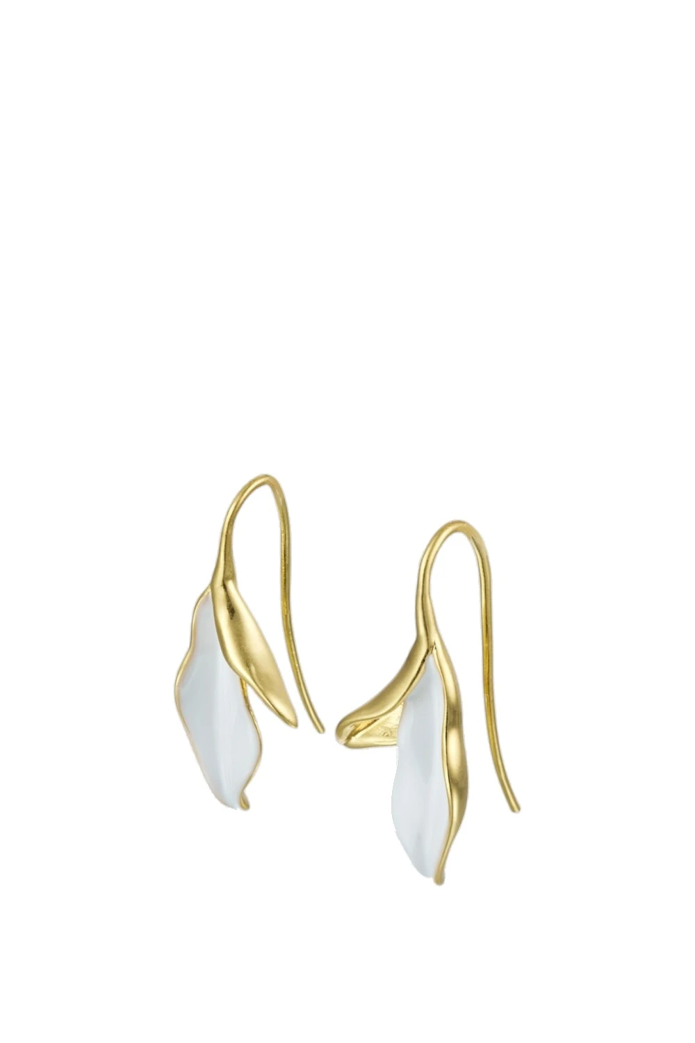 Oroton Magnolia Hook Earrings Worn Gold/White | Earrings | Coveti Oroton Magnolia Hook Earrings Worn Gold/White