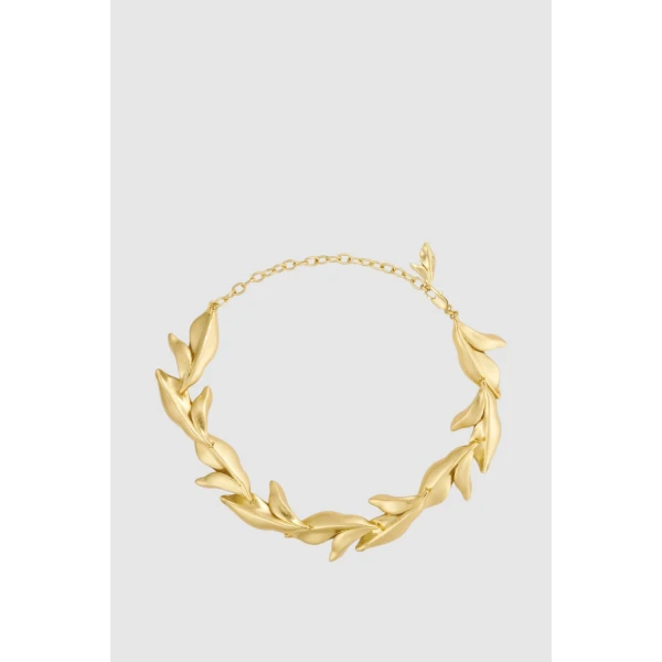Oroton Magnolia Necklace Worn Gold/White, view 5