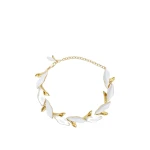 Oroton Magnolia Necklace Worn Gold/White