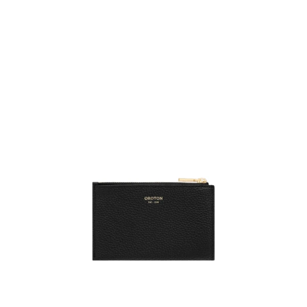 Oroton Margot 4 Credit Card Mini Zip Pouch Black