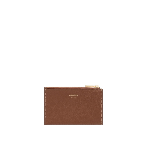 Oroton Margot 4 Credit Card Mini Zip Pouch Whiskey