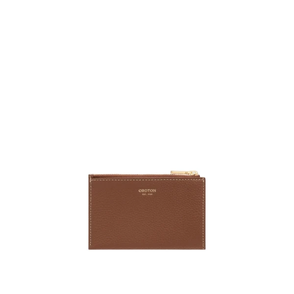 Oroton Margot 4 Credit Card Mini Zip Pouch Whiskey