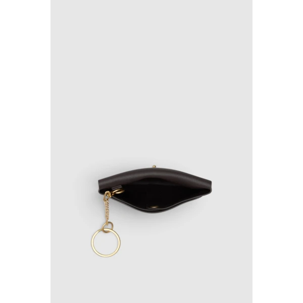 Oroton Margot Crackle Keyring Pouch True Chocolate, view 2