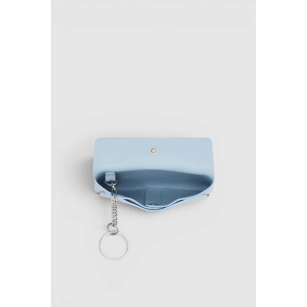Oroton Margot Suede Keyring Pouch Blue Bird, view 2