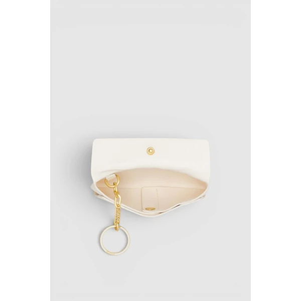 Oroton Margot Texture Keyring Pouch Warm White, view 2