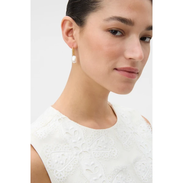 Oroton Marleigh Earrings Worn Gold/White, view 2