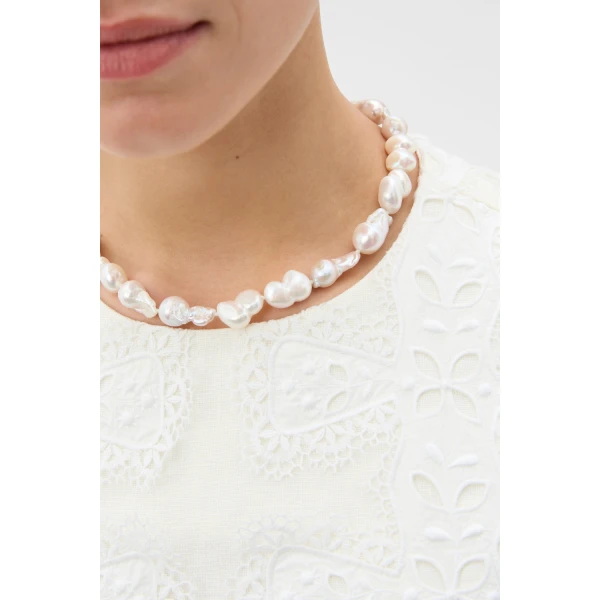 Oroton Marleigh Necklace Worn Gold/White, view 2